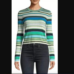 VERONICA BEARD Palma Striped Metallic Cropped Sweater L $395